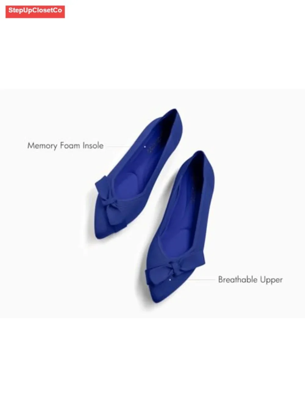 Pointed Toe Knit Bow Ballet Flats - Comfortable Dressy Work Slip On Shoes